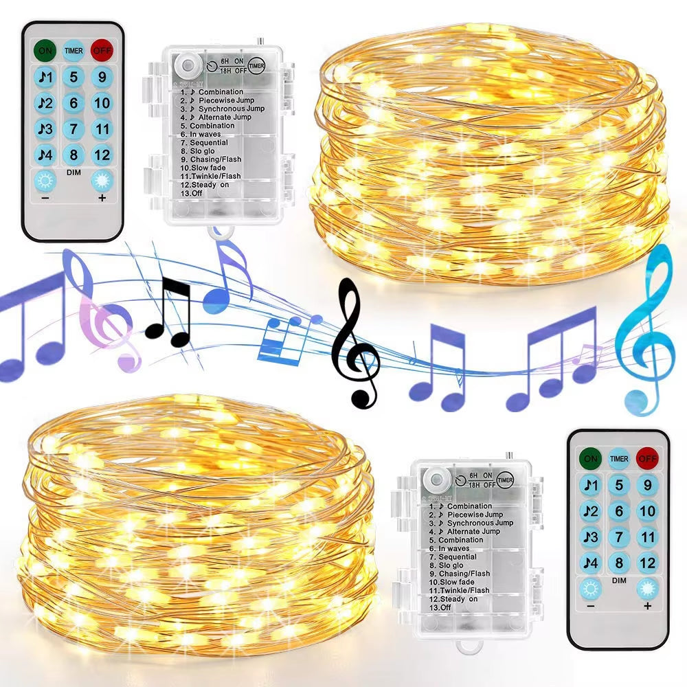 Battery Operated LED Music String Lights for Christmas