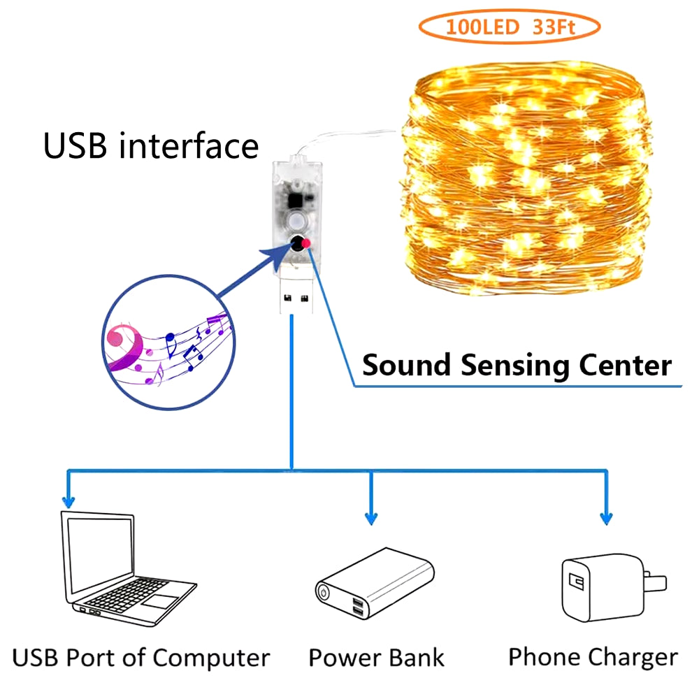 Battery Operated LED Music String Lights for Christmas