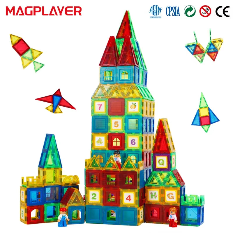 Magnetic Building Blocks Construction Set Magnet Tiles Children Montessori Educational Game Toys for Kid Boy Girl Gift