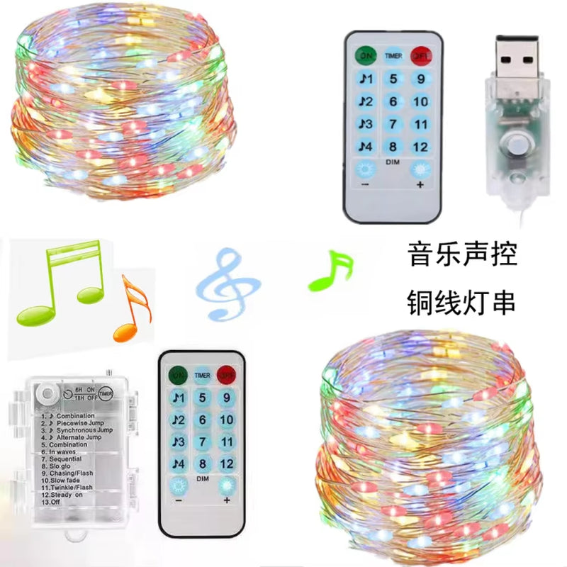 Battery Operated LED Music String Lights for Christmas