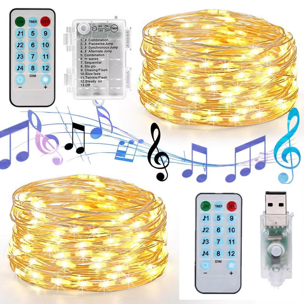 Battery Operated LED Music String Lights for Christmas